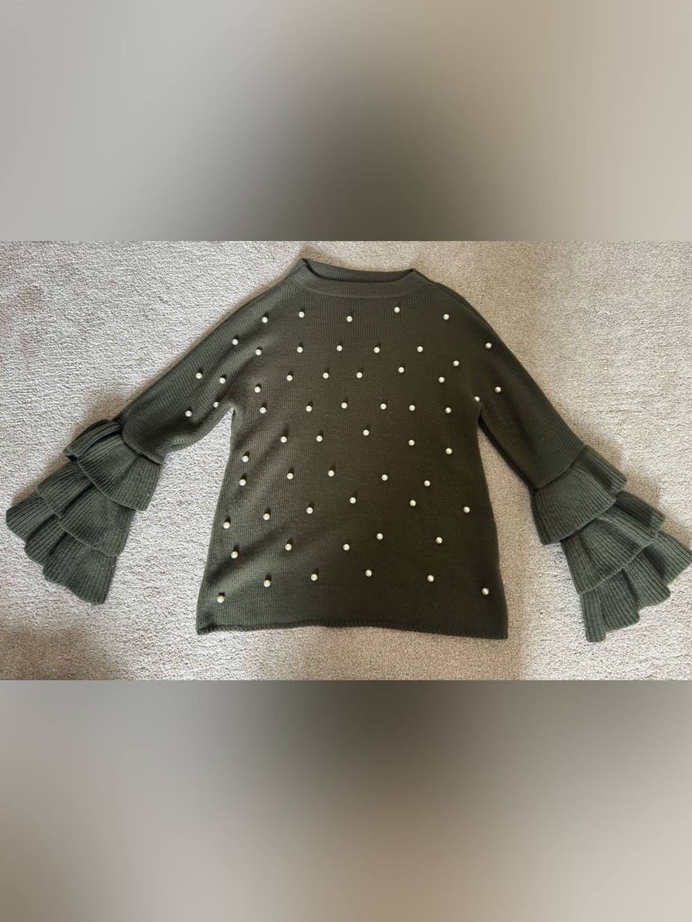 SHEIN Olive Green Knit Crewneck Sweater